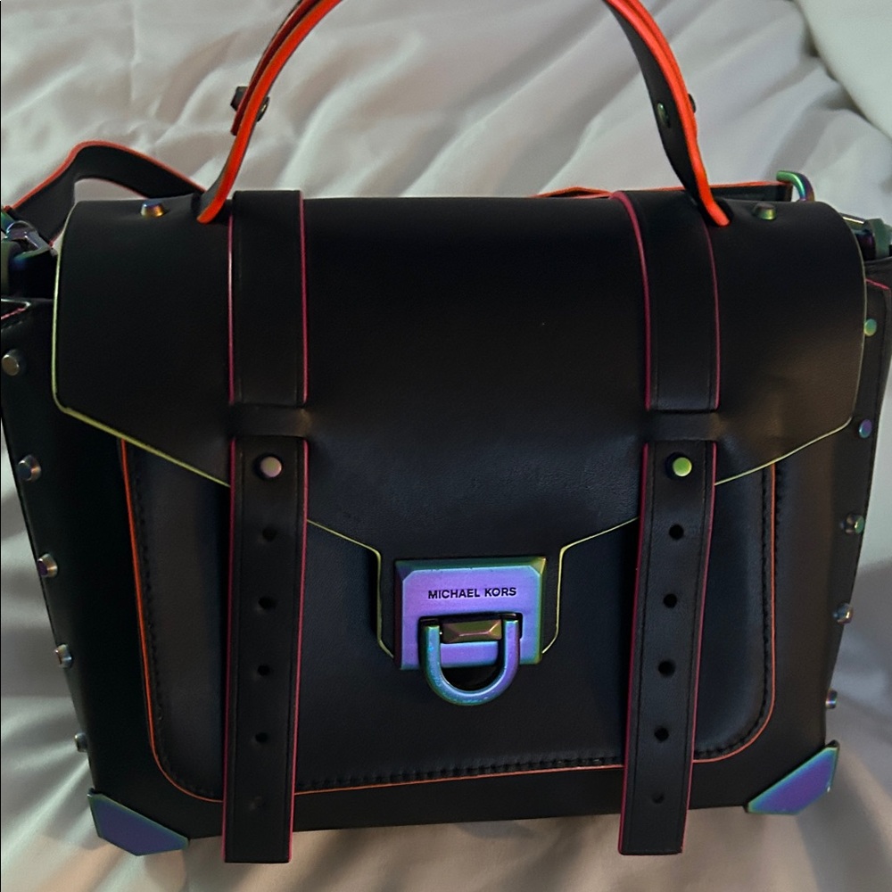 Michael Kors Black Crossbody Bag with Multicolor Accents